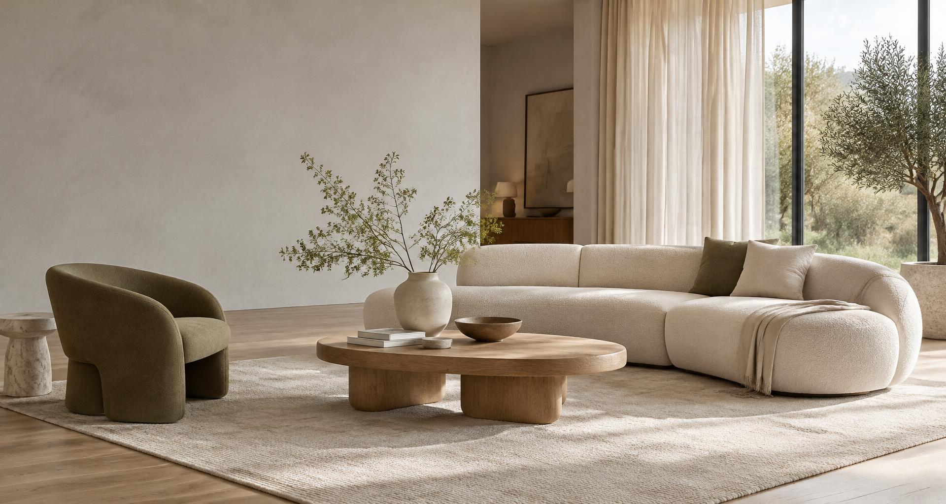 Sala contemporânea com móveis Meridian Decor